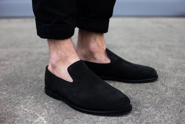 Slipper Black Calf Suede - VIBERG