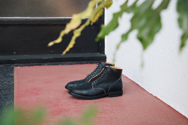Service Boot Tumbled Black Shell Cordovan - VIBERG
