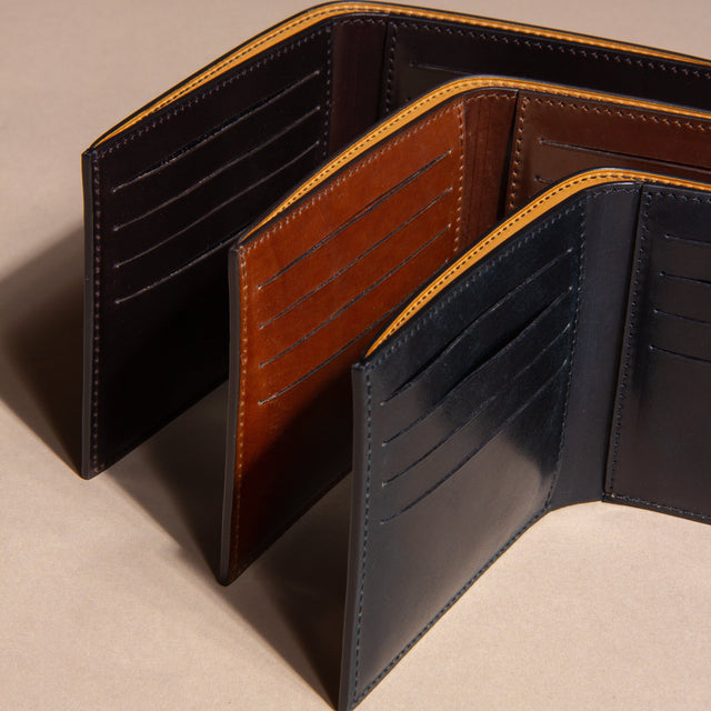 Viberg Billfold - Dark Cognac Hatchgrain Shell Cordovan - VIBERG