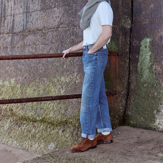 Navvy Cut Shoe - Polo Brown Janus Calf Suede - VIBERG